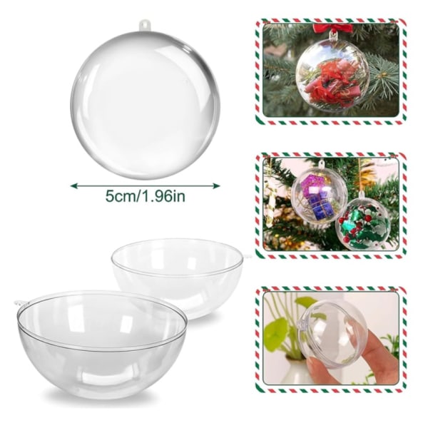 30-pack transparenta plastkulor att fylla med dekorationer