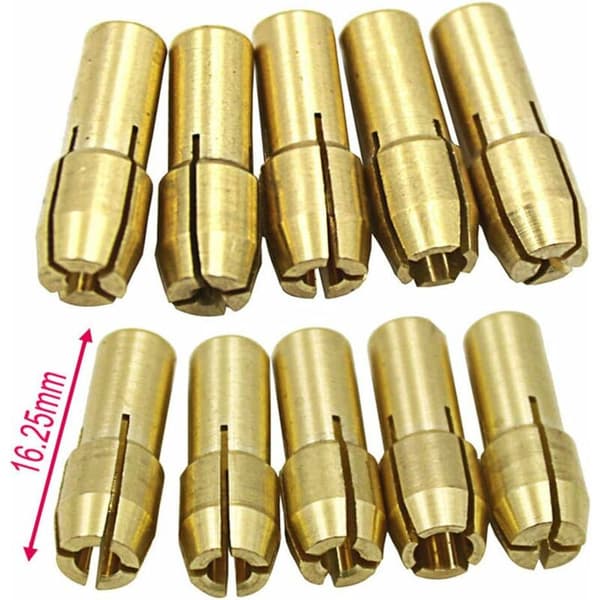 10 stk. messingpatroner borepatroner 0,5-3,2 mm tilbehør til Dremel