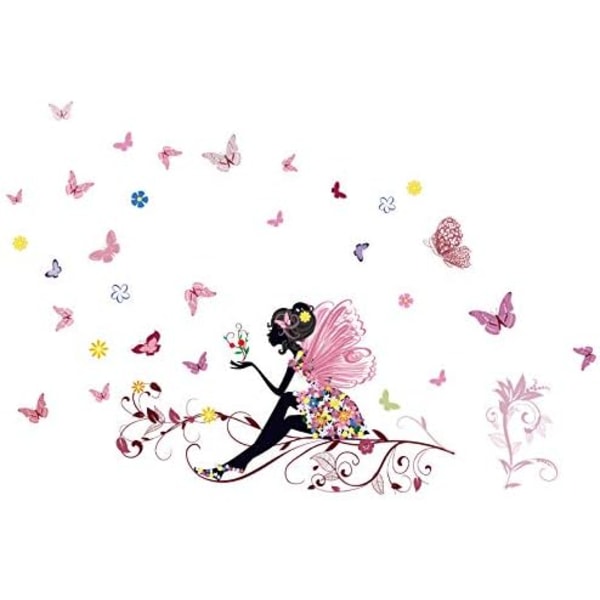 Romantisk dansende jente Flower Fairy Butterfly Avtakbar veggstokk