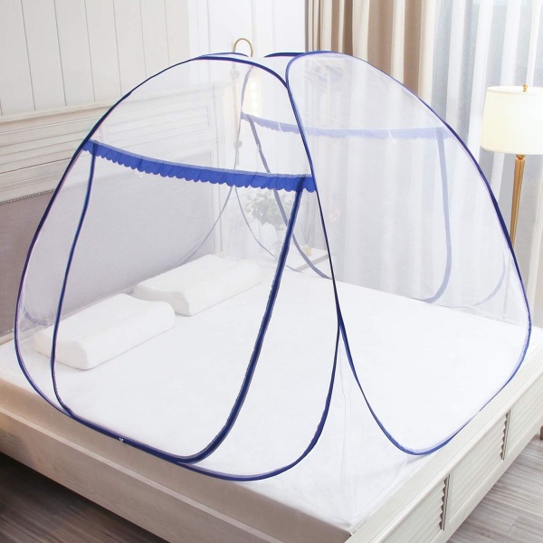 Pop Up Mosquito Net for Double Bed, Double Door Zipper, Portable