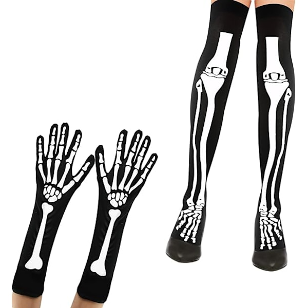 Skelet Handsker og Skelet Strømpebukser, Halloween Skelet Strømpebukser, H