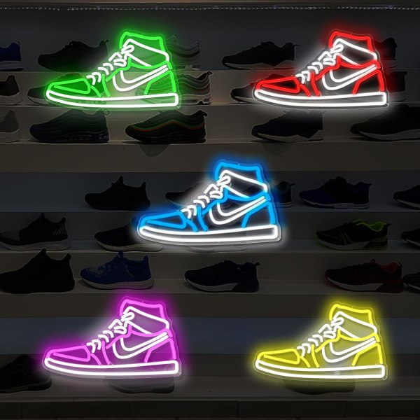 Sneakers Neon Skilt Sportsko Neon Skilte til Væg Dæmpbar LED