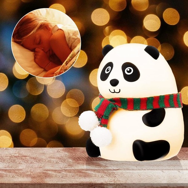 Söt Panda Nattlampa för Barn, Kawaii Barnkammare Silikon Nattlampa, 7 Färgförändrande Lampa för Sovrum, Estetisk Rum Dekor, Ieal Födelsedagspresenter, Anti Stress Leksak