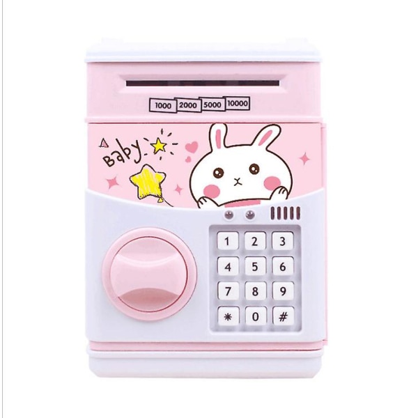 Tecknad Spargris Mynt Spargris Bankautomat Automatisk Panda Spargris Kodlås för barn（kanin）