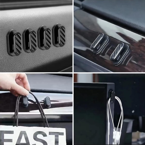 4-pack multifunktionella mini-bilkrokar för bilens baksäte, självhäftande