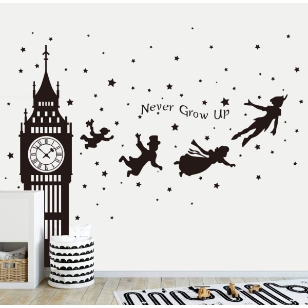 Peter Pan Star Väggklistermärke Big Ben Fairy Väggklistermärke Avtagbar Dekor