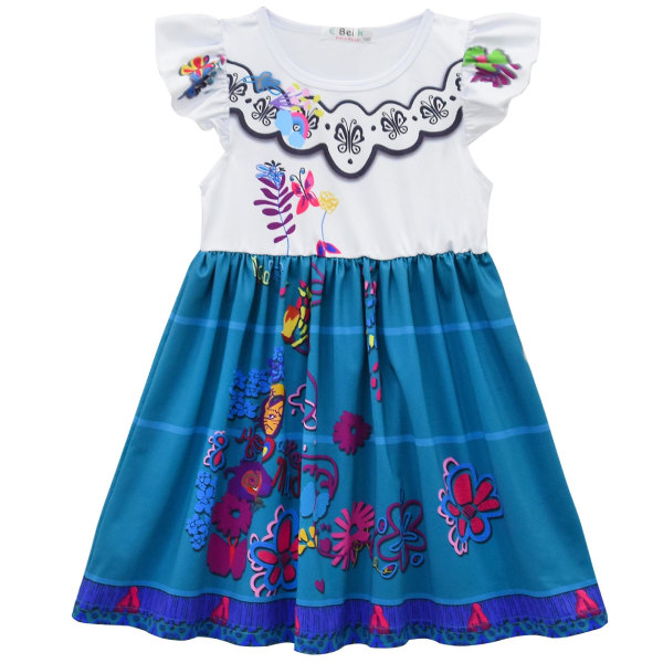 Encanto barnklänning för flickor Encanto Mirabel kostymklänning passar 3-8 år (130 cm)