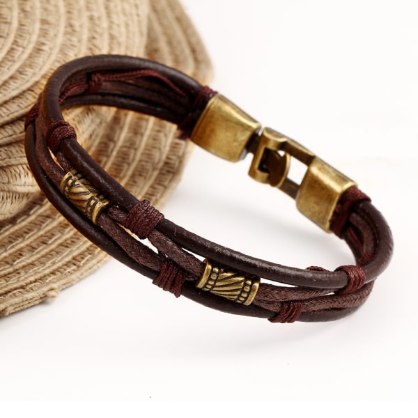 Armbånd herre vintage armbånd brunt flettet skinnarmbånd tauarmbånd