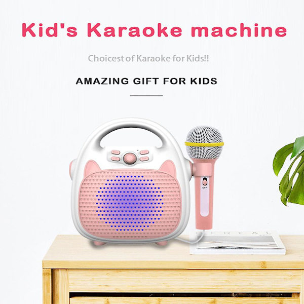 Trådlös Bluetooth musikspelare för barn Karaoke-sångmaskin för barn Leksakshögtalare för pojkflickafest (rosa)