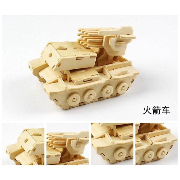 Woodcraft Construction Kits 3d Träpussel Jigsaw Trämodell Kits För Barn Leksak（Raketbil）