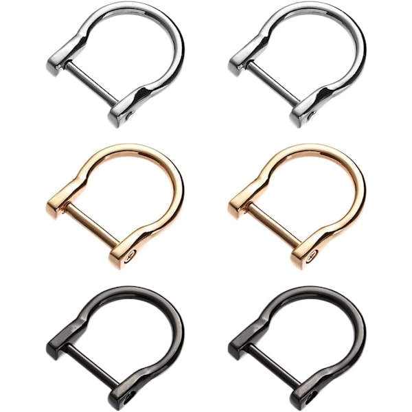 6 metallista D-rengasta - reppulukko - solki irrotettavilla ruuveilla
