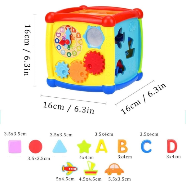Aktivitetskub för bebis 1 2 år, 6 i 1 multifunktionell Deve