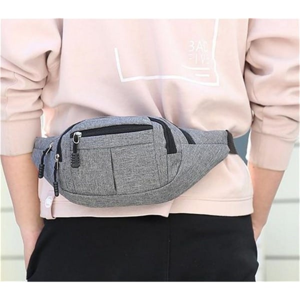 Grå multifunktionell midjeväska, sport crossbody väska
