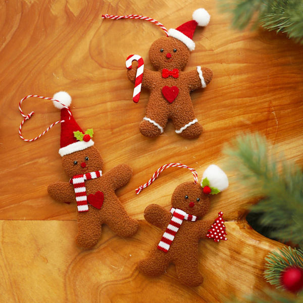 3 stk juledekorasjon pepperkakefigur liten anheng Christ