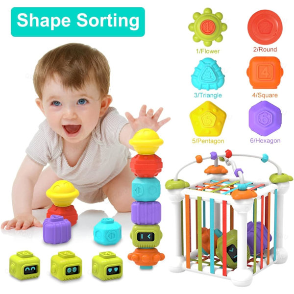 Baby-lelut (12 kpl), Montessori-peli STEM-motoristen taitojen kuutio Edu