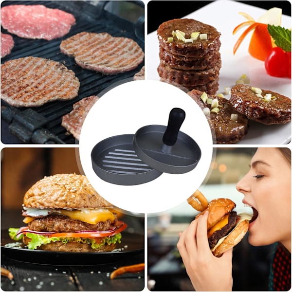 Hamburgarepress med 100 vaxpapper, Icke-klibbig Köttfärsform, Hamburgarepress, Hamburgaretillverkare för Grill, Bakning, Fyllda Hamburgare, Nötkött