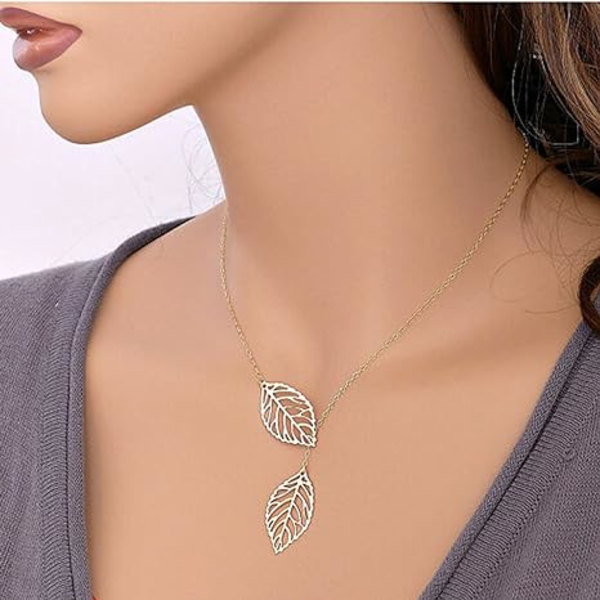 Silver Leaf Halsband Hänge Halsband Kedjor Smycken för Kvinnor och Flickor