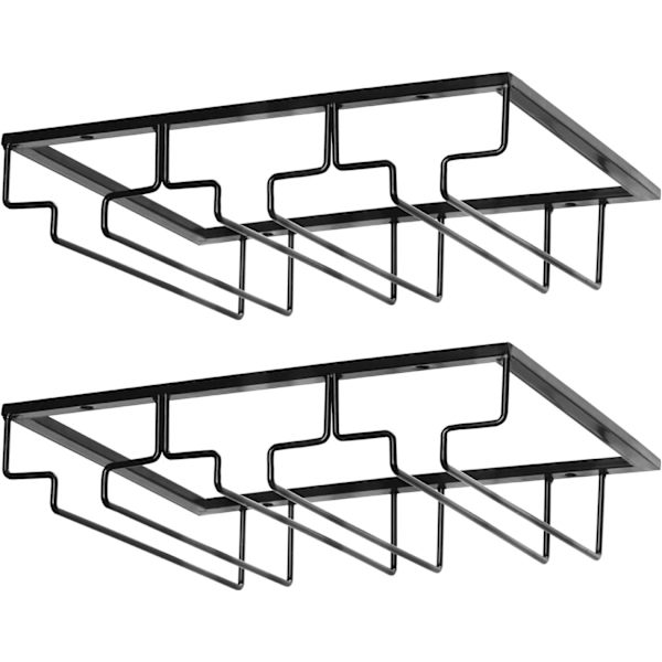 2-pack Svart Vinglasställ - Under Skåp