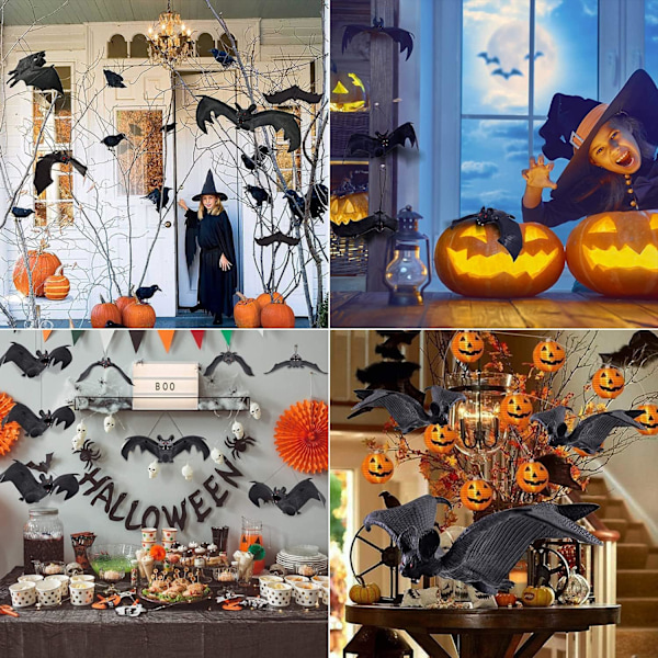 Halloween-flagermus, Halloween-dekoration flagermus 8 stk., 3D Halloween Han
