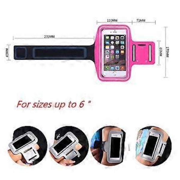 Universal Sport Vattentätt Löpning Telefon Armband Träning Mobiltelefonhållare Ficka Midjeband Armväska Träning för Alla 5,5 Tums Telefoner (rosaröd) rose red