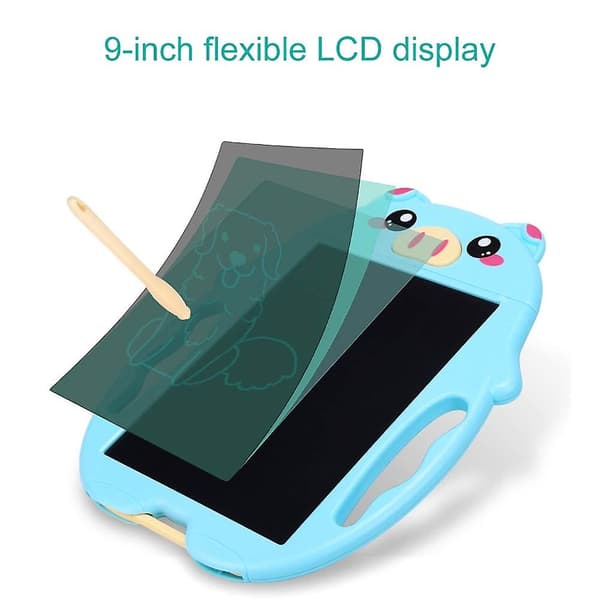 Lcd skrivetablet Doodle tavle Farverig tegnetablet Skriveblok til piger drenge børn Gris（Blå）
