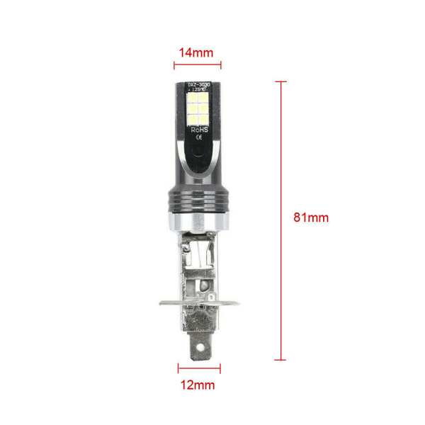 2 stk H1 Høy/lavstråle LED-frontlyspærer Konverteringssett 100W 6500K Superhvit