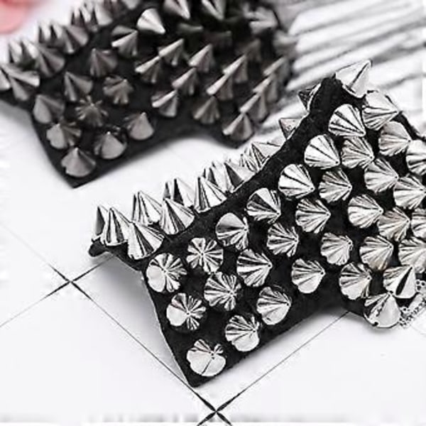 Punk Gotisk Tofs Nitar Studs Brosch Epålett Axelmarkering Silver silver