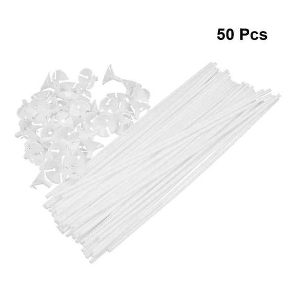 50 Pcs Balloon Sticks White Reusable Balloon Holder Balloon Rods With Cups For Party