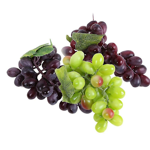 Kunstig drue kunstig plast naturtro kunstig frugt hjem have dekoration (lilla)