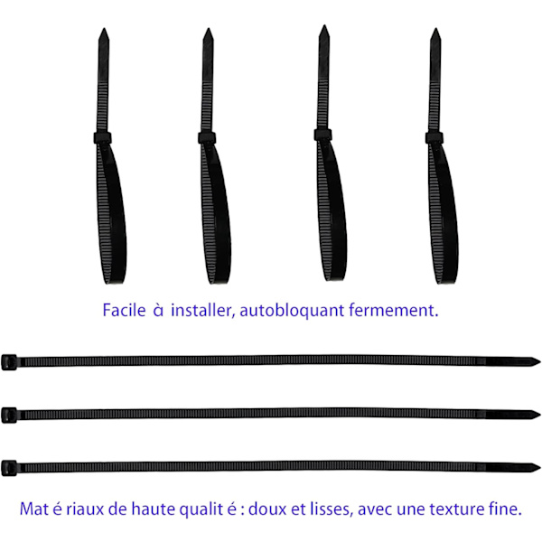 Gjenbrukbare kabelbindere i plast, 250mm x 7.6mm, gjenbrukbare kabelbindere,