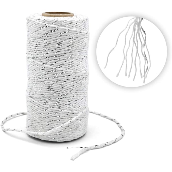 Christmas Bomullsgarn, Baker's Twine Rep White with Silver Thre