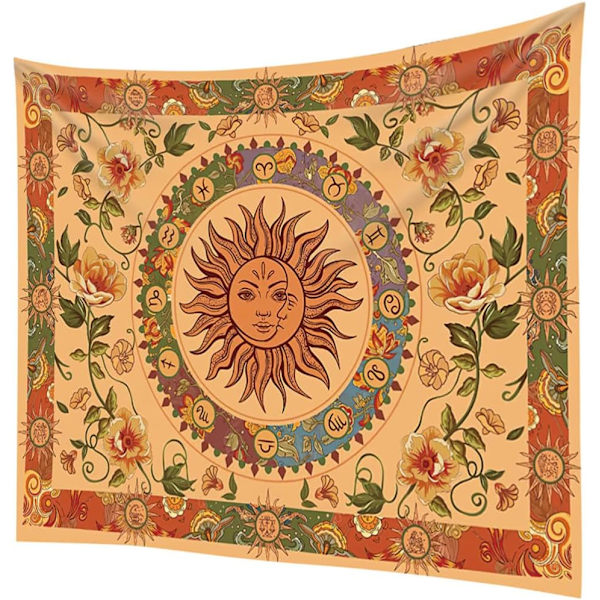 1kpl 200x150cm Aurinko ja Kuu -seinavaate Lehdet Kukat Seinävaate H