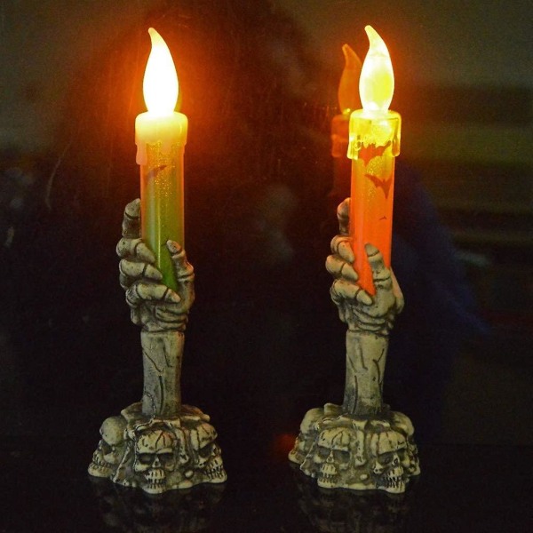 2 stk. Ghost Hand LED-stearinlys til Halloween-dekoration med H