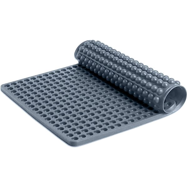 Silikone bagemåtte - 1 cm - Silikone halv kugle med fordybninger - 468 form til kiks og hundegodbidder, bagepapir - pralineform, 40 x 29 cm, grå