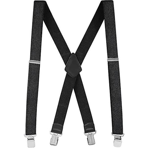 Teksturerede seler til mænd, justerbare stropper, ekstra brede 5,0 cm seler, X-ryg med metalclips (sort)