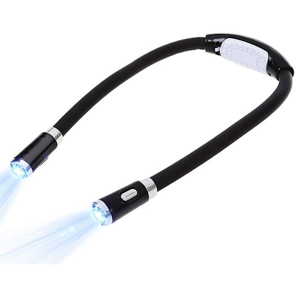Led håndfri læselampe hængt på halsen 4 Led lampeperler, 4-trins tilstand, kan læses i seng eller i bil (sort)