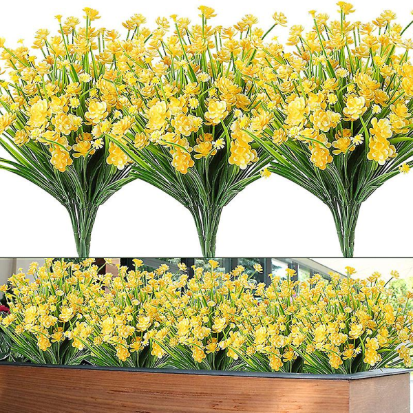 8 Bundles Artificial Flowers Fake Daffodils Flowers Uv Resistant No Fade Faux Greenery Faux Plastic Lotus For Wedding Garden