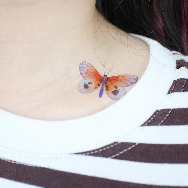 10 kpl perhos tatuoinnit lapsille naisille 3d tatuoinnit, väri vartalo taide väliaikaiset tatuoinnit, perhos juhla lahjat（A）