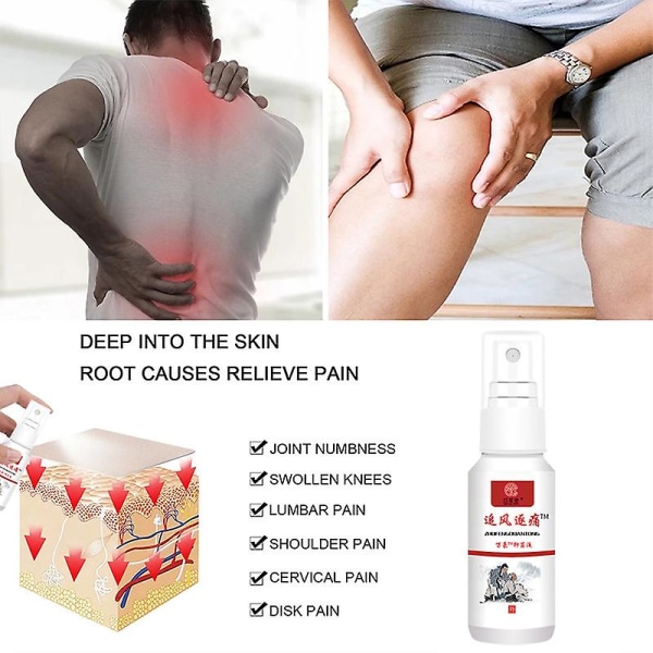 Ledgikt Spray Örtextrakt Smärtlindring Mist Kroppsvård Spray För Knä Leder Nedre delen av ryggen 60ml
