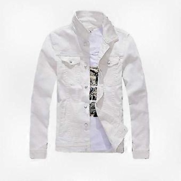 2025 Jeansjacka för män - Casual Slim Fit bomullsjacka för en stilfull look, perfekt för alla tillfällen white 4XL
