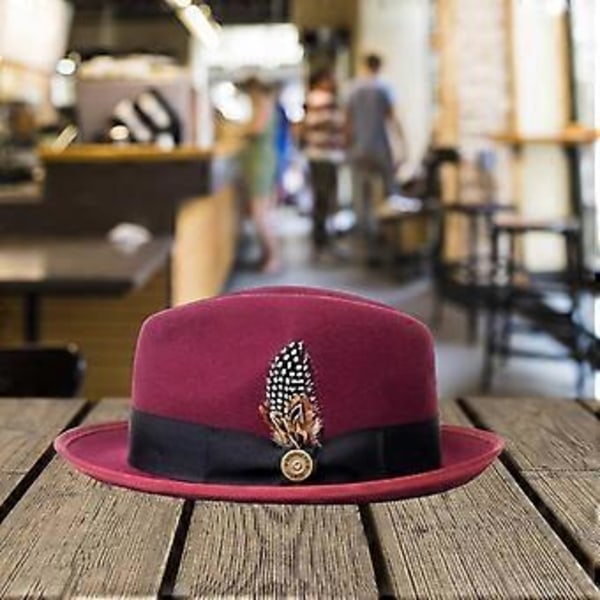 Fedora Hat Klassisk Trilby Hat til Rejse Kostume Tilbehør Bryllupsfest Cosplay (Rød)
