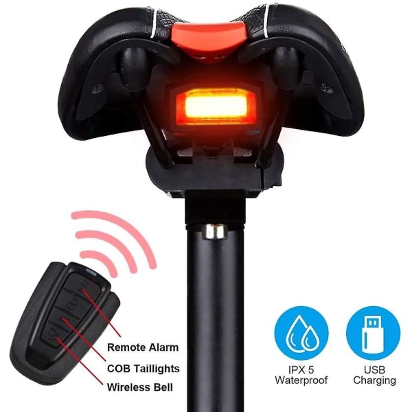 Cykelalarm Baglygte, Smart Cykel Baglygte Anti-tyveri Lampe Cykelalarm Baglygte