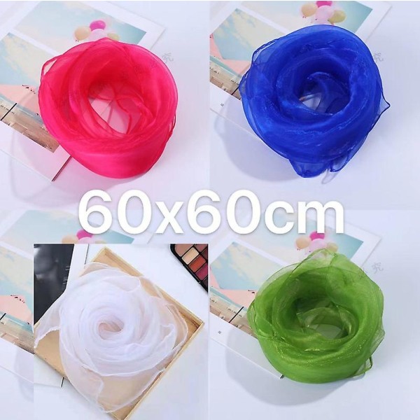 4 stk Retro Klassisk Chiffon Skjerf Kantet Kvadratisk Tynn Hals Skjerf Jonglering Dans Skjerf