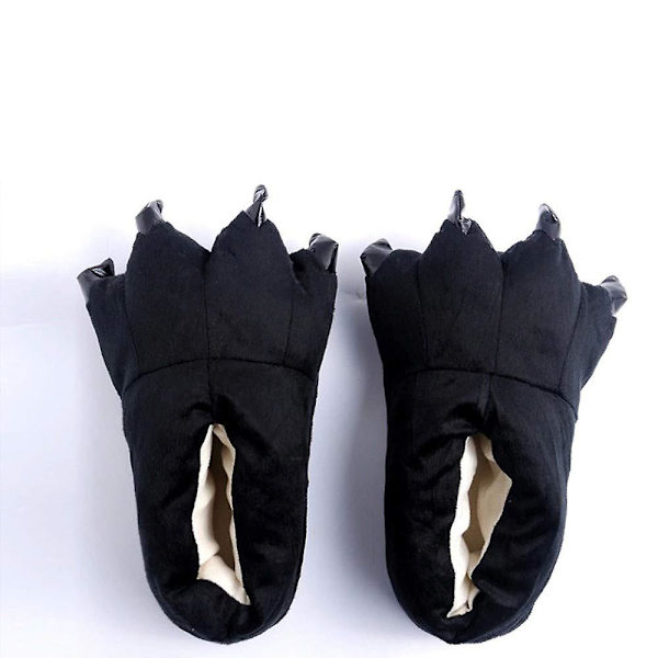 Unisex hjemmesko Monster Claw Nyhed Plys Pote Varm Blød Bomuld Dyr Fantasy Cosplay Kostume Sko Efterår Vinter Indendørs（L Sort）