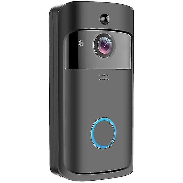 Trådløs dørklokke med kamera, tovejs tale, nattesyn og PIR-menneskedetektor, kameraapp til iOS og Android