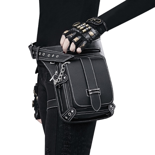 Steampunk midjeveske Fanny Pack Fashion Gothic Leather Shoulder Cr