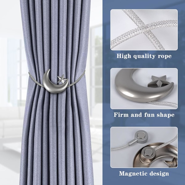 2 stk. Magnetiske gardinholdere Magnetee Metalspændeholdere