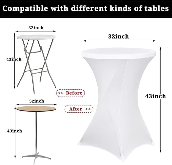 Sett med 3 Spandex Stretch Square Corner Cocktail Tablecloths 80x11