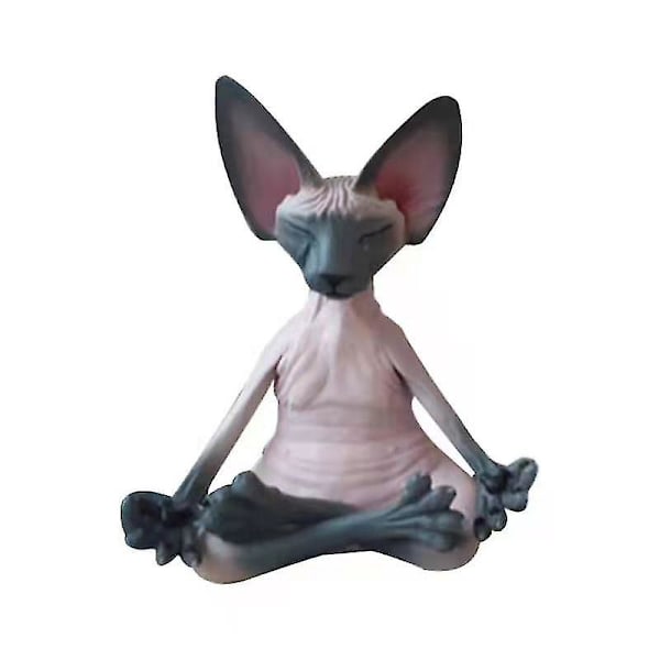 Sphynx Kat Meditere Samleobjekter Miniature Buddha Figur Statuette Dyremodel Dukke Legetøj Hårløs Ornament Pink Sort