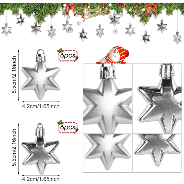 12 PCS Silver Christmas Tree Decorations, Plastic Christmas Baubl